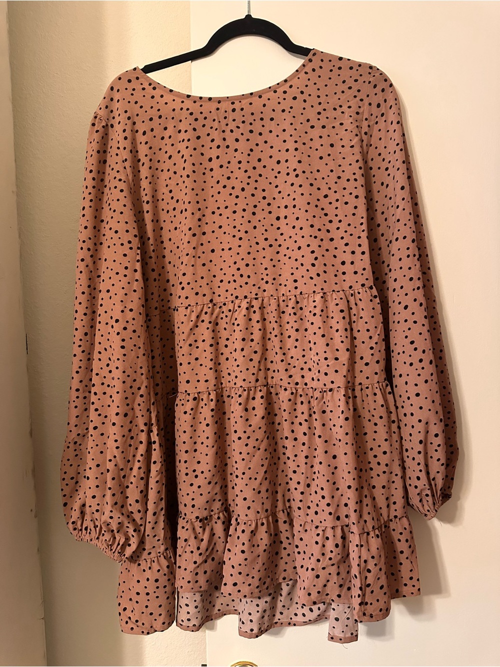 JODIFL Mauve Polka Dot Tiered Dress